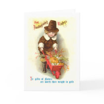 Pilgrim Boy Vintage Thanksgiving Illustration Card