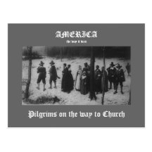 Pilgrims on the way to Church Post Cards