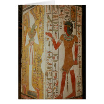 Pillar depicting Osiris and a priest wearing Greeting Card