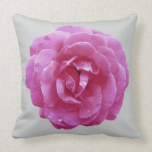 Pillow - Single Sided - Dark Pink Rose on Lt Grey