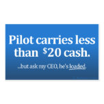 Pilot carries less than $20 cash