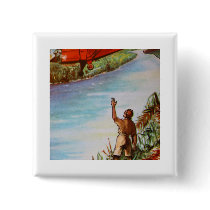 Pilot Waving Button Badge
