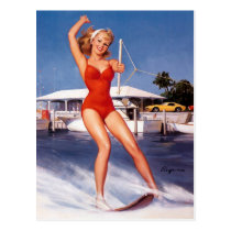 Pin- de ski d'eau cartes postales