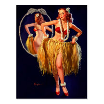 Pin hawaïen de danse polynésienne vintage de Gil E Cartes Postales