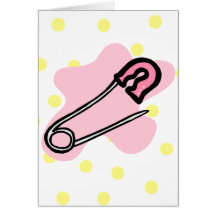 Pin rose de couche-culotte carte de vœux