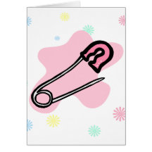Pin rose de couche-culotte cartes de vœux