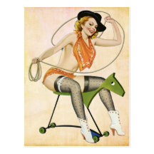 Pin up Cow Girl Postcard