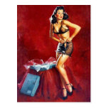 Pin-Up Getting Dressed Postcard