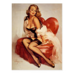 Pin-Up Girl in a Heart-Shaped Chair Postcards