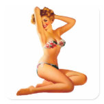 Pin Up Girl Square Sticker