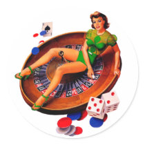 Pin Up Girl Round Stickers