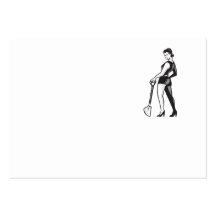 Pin-up Girl With Shovel Spade Retro Business Card Template