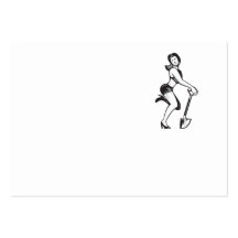 Pin-up Girl With Shovel Spade Retro Business Card Templates