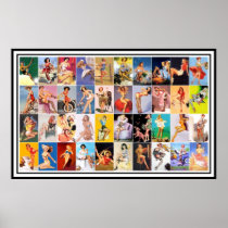 Pin up Girls Art Vintage Retro Print Collage
