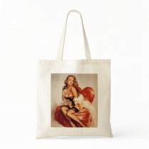 Pin-Up in a Heart-Shaped Chair Tote Tote Bag