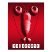 Pince en forme de coeur de homard rouge mignon de  faire-part personnalisables