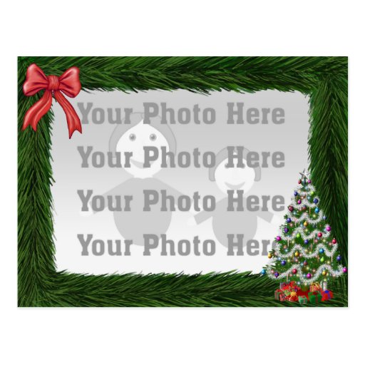 Pine Border Christmas Photo Postcard