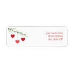 Pine Bough & Red Hearts Valentine's Address Label