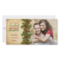 Pine Boughs Holly Berries Christmas Xmas Photocard Photo Cards