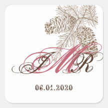 Pine Cone Nature Monogram Sticker