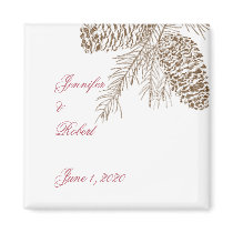 Pine Cone Nature Wedding Fridge Magnets