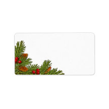 Pine Cones Holly Berries Xmas Blank Address Label