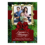 Pine/Red/Gold Frame Photo Holiday Card Personalized Announcements