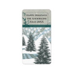 Pine Tree Snow Grey Damask Return Address