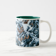 Pine Tree with Cones and Snow Mug