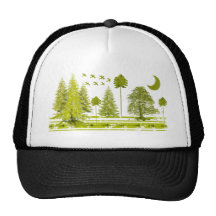 Pines with Moon-Customize Change BackGround Colour Hats
