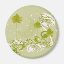Pines with Moon-Customize Change BackGround Colour Fridge Magnets