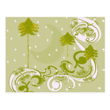 Pines with Moon-Customize Change BackGround Colour Postcards