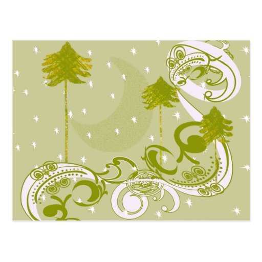 Pines with Moon-Customize Change BackGround Colour Postcards