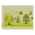 Pines with Moon-Customize Change BackGround Colour Post Cards