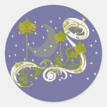 Pines with Moon-Customize Change BackGround Colour Round Stickers