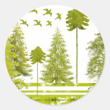Pines with Moon-Customize Change BackGround Colour Round Stickers