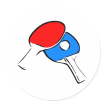 Ping Pong Paddles & Ball Round Stickers