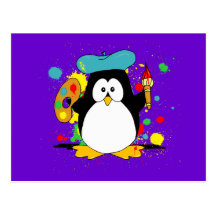 Pingouin artistique cartes postales