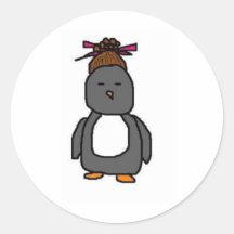 Pingouin asiatique autocollants ronds
