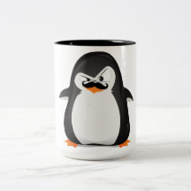 Pingouin blanc noir mignon et moustache drôle tasse