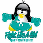 Pingouin de combat de cancer du col de l'utérus photos en relief