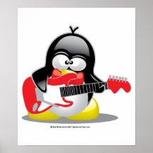 Pingouin de guitare électrique posters