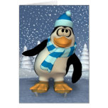 pingouin de patinage carte de vœux