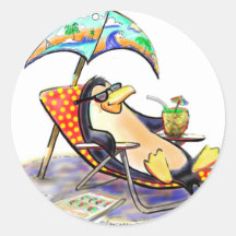 pingouin de plage autocollant
