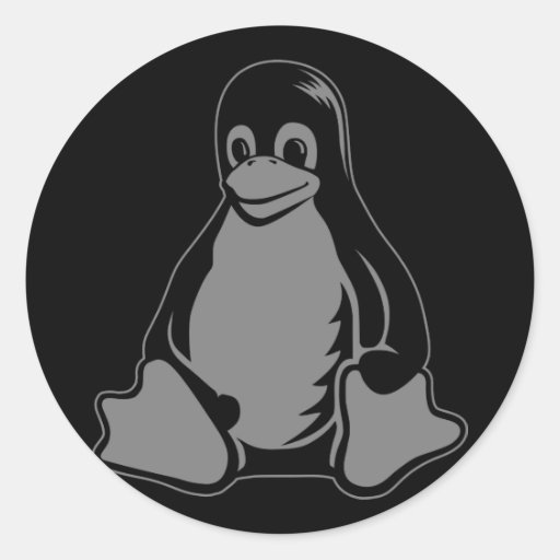 Pingouin de Tux - (Linux, Open Source, Copyleft, F Adhésif Rond