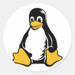 Pingouin de Tux - (Linux, Open Source, Copyleft, F Adhésif Rond