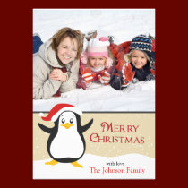 Pingouin mignon - photocard de salutation de Noël invitations