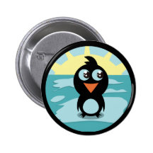 Pingouin mignon se tenant sur la glace badges avec agrafe