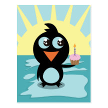Pingouin mignon se tenant sur la glace carte postale