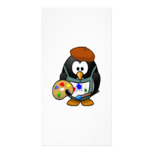 Pingouin tenant une palette d'art photocarte personnalisée